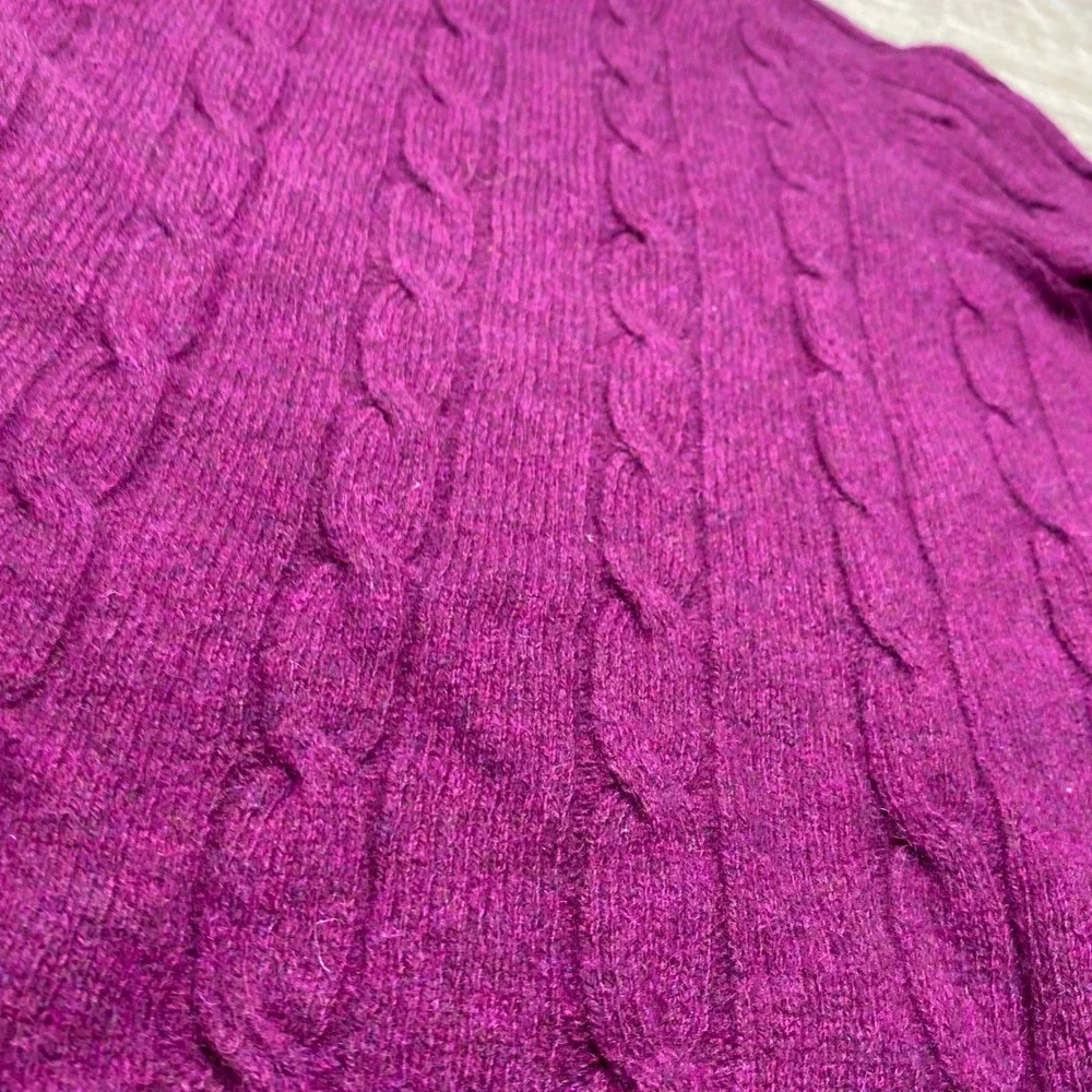 Brooks Brothers‎ Womens M Wool Cable Knit Sweater Purple Crewneck Pullover
